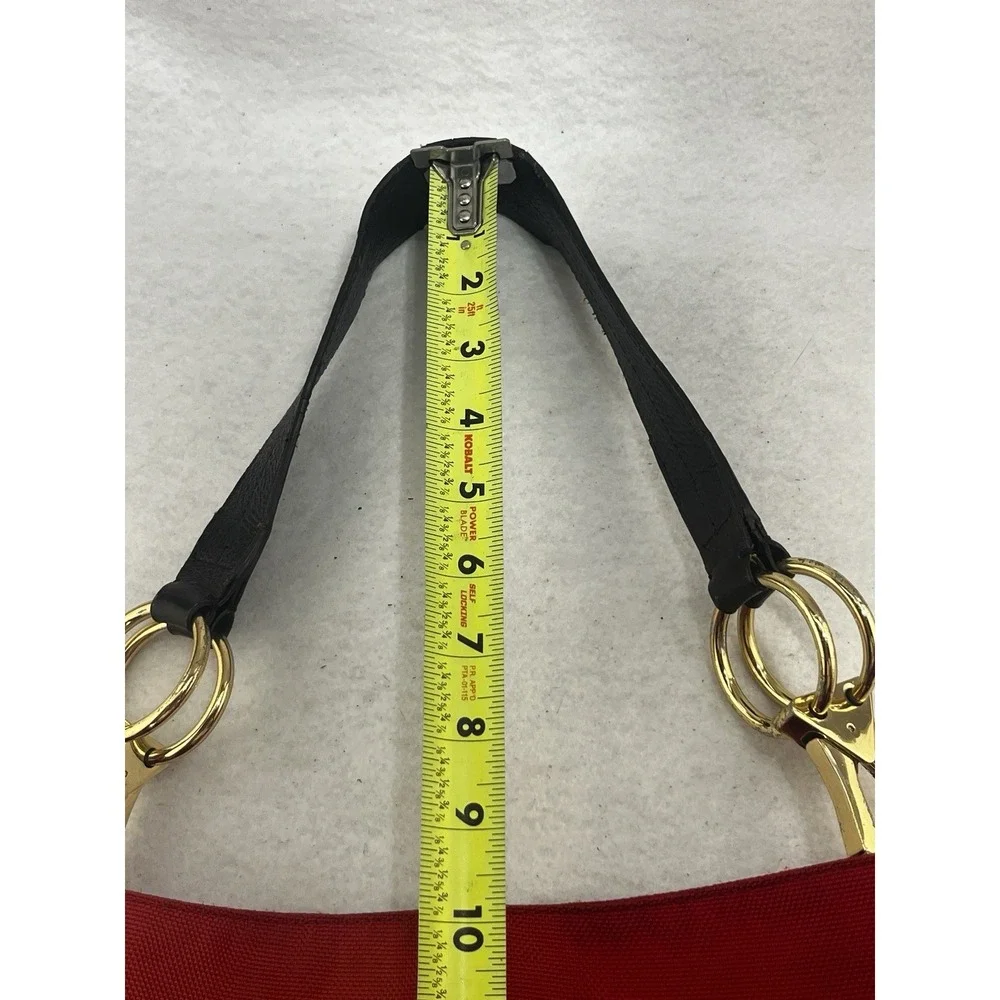 JPK Paris 75 Red Hobo Bucket Shoulder Tote Bag Women's Nylon Leather Strap